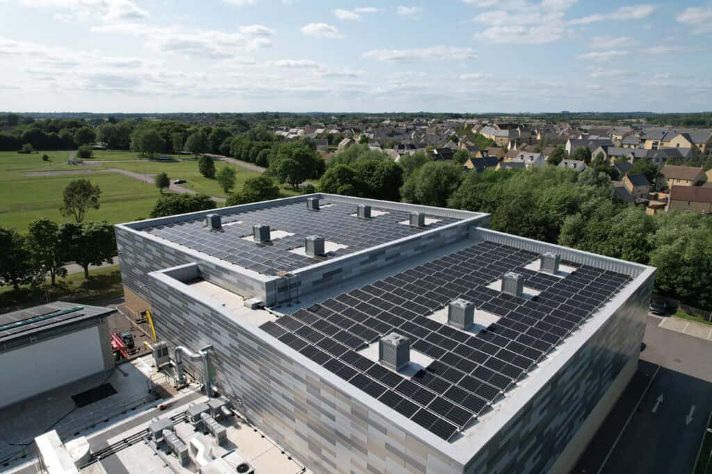 Commercial solar pv installation at leisure center.